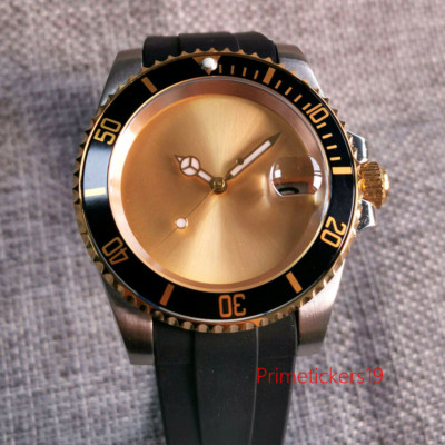 Gold Sunburst Dial PT5000 NH35 MIYOTA MINGZHU Automatic Men Watch Rubber Strap