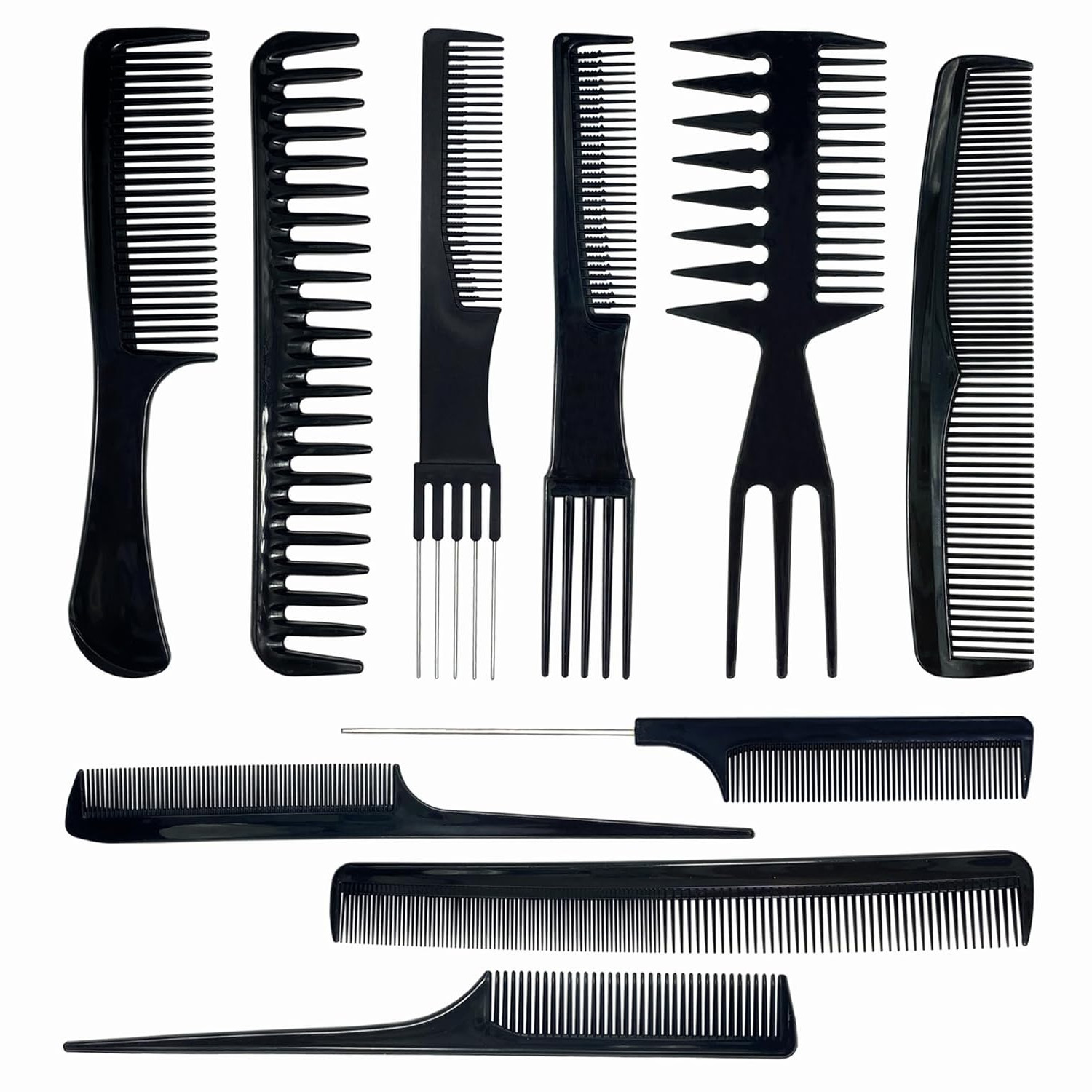 10Pcs Hair Comb Set For Men's & Women's Parting Teasing Styling & Cutting Combs