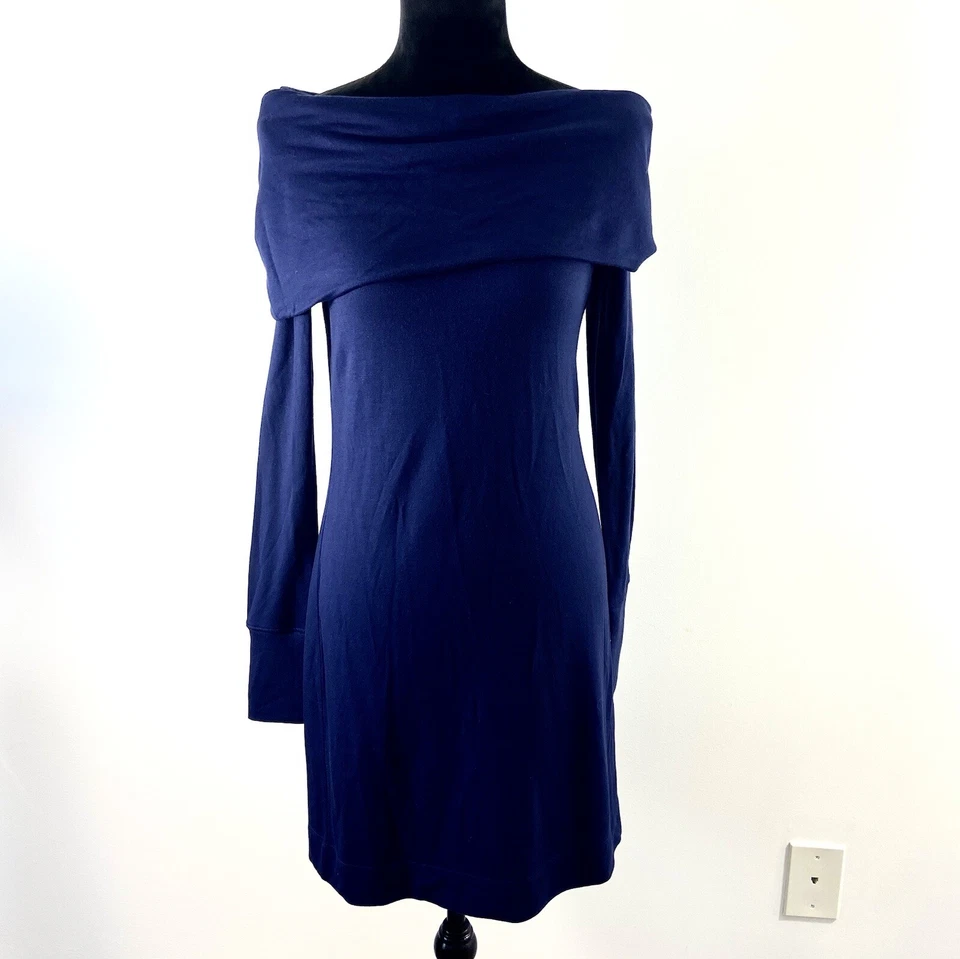 Nuevo Vestido Lilly Pulitzer Belinda Para Mujer XS Azul Marino Hombro Frío Mangas Largas Foto 2 de 4