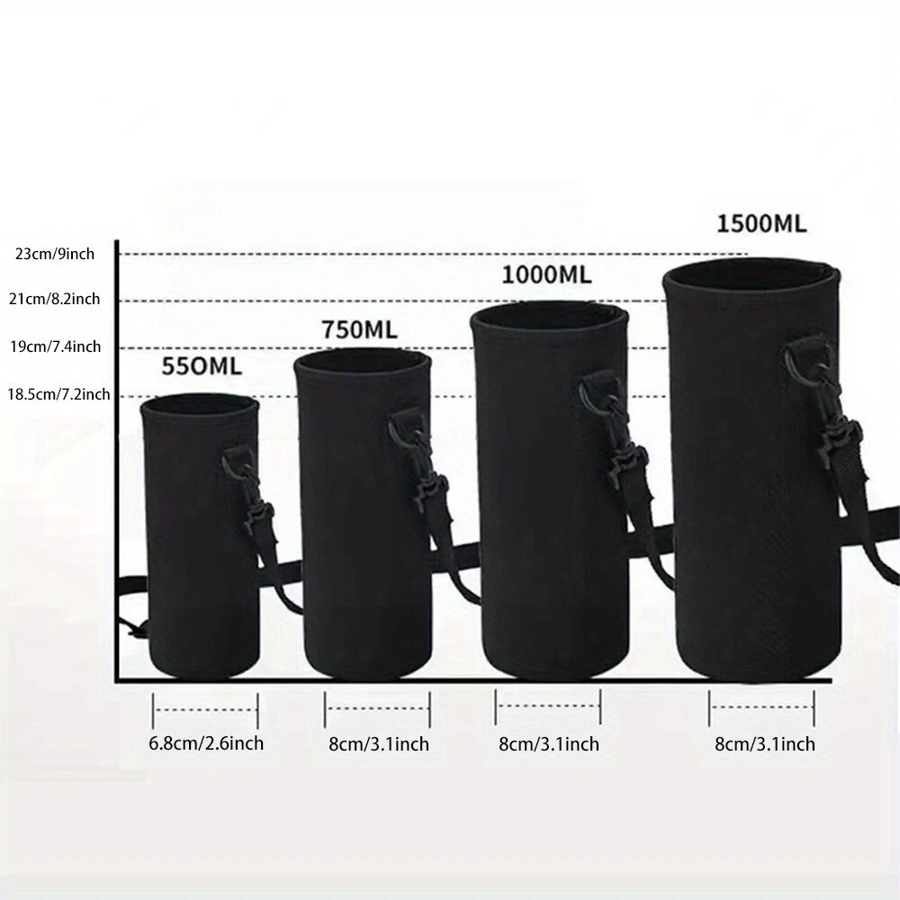 Water Bottle Sleeve Cup Sleeve Holder Carrier with Strap for Camping Travelling - Picture 1 of 11