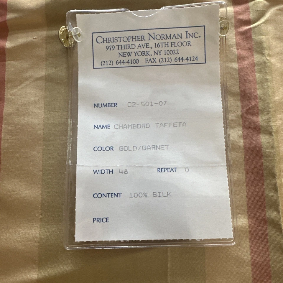Christopher Norman Tela de Seda Chambord Tafetán Oro Granate Lg Panel de Sala de Exposición Foto 3 de 4