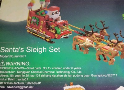 Building Brick Christmas Set Santa's Sleigh Sawaruita 390 Pieces New Sealed