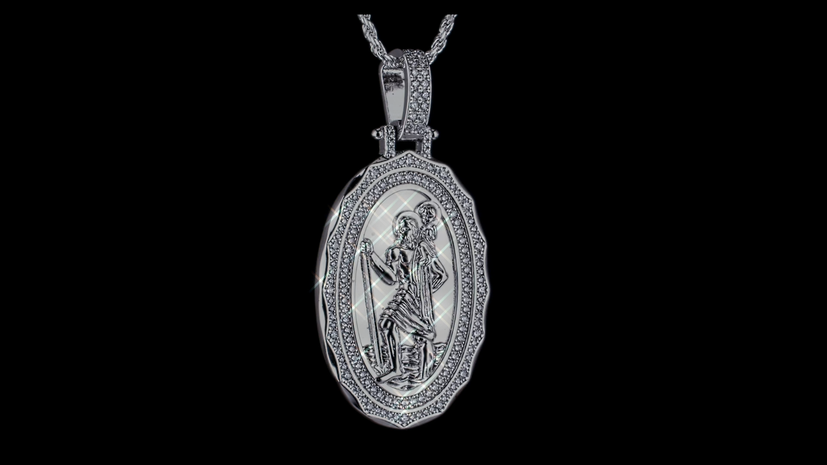 Anhänger Christophorus Tropfenform 14 Mm Silber 925 Mattiert Inkl