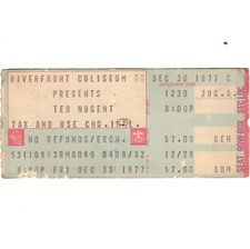 TED NUGENT & GOLDEN EARRING & MISSOURI Concert Ticket Stub 12/30/77 CINCINNATI
