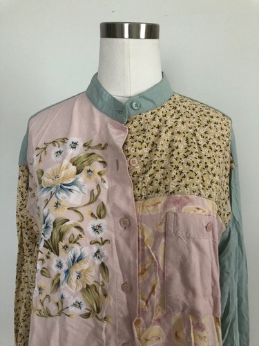 Vintage 90er Floral Mismatched Patch Button Down Damen Small / Medium - Bild 5 von 7