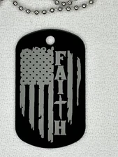Faith US Flag Military Style Dog Tag With Chain And Your Name