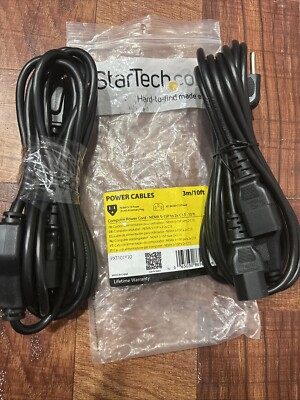 2 StarTech PXT101Y10 Cable 10Ft Computer Power Cord Nema 5-15P To 2X C13 Y END