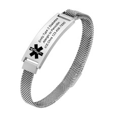 Medical Alert Bracelet Personalised Customised Engraving Stainless Steel ID Name