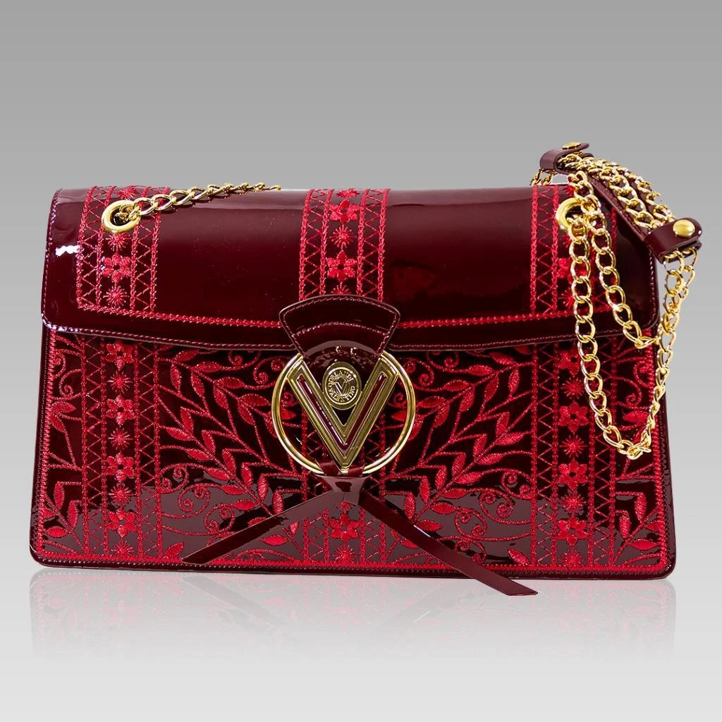 Valentino Orlandi Large Purse Byzantine Embroidered Burgundy