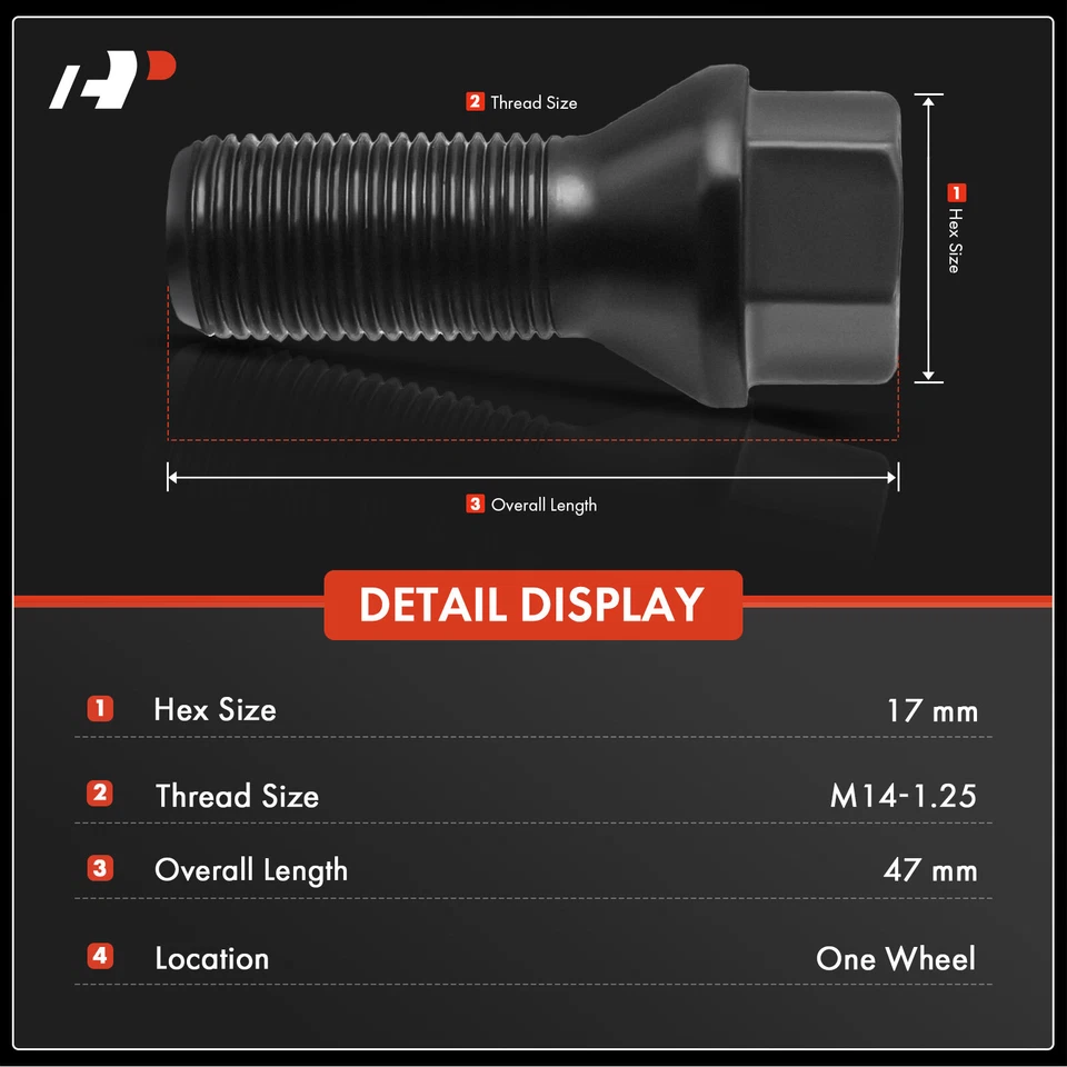5x Pernos de tuerca de rueda M14-1.25 para BMW 118i 235i 330e 340i 435i 530i Mini Cooper Foto 2 de 4
