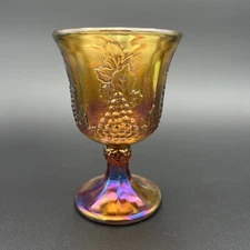 Vintage INDIANA GLASS Iridescent Marigold Glass Harvest Grape Goblet EUC