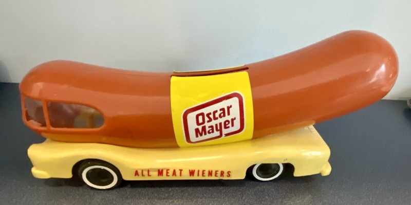 Late 1950 Oscar MayerWeinermobile Bank : Excellent ColorDecals: Patent D 171-550