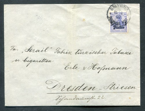 Turkey 1907 SMYRNA Letter To Dresdner Tobacco Seraglio (T4513