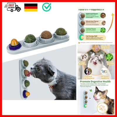 Katzenminze Ball für Katzenwand, 4 Stück Katzenminze Spielzeug, Essbare Kätzc...