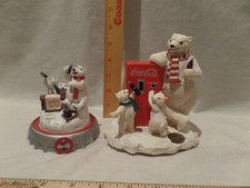 VINTAGE 1996 COCA-COLA LOT OF 2 POLAR BEAR FIGURINES