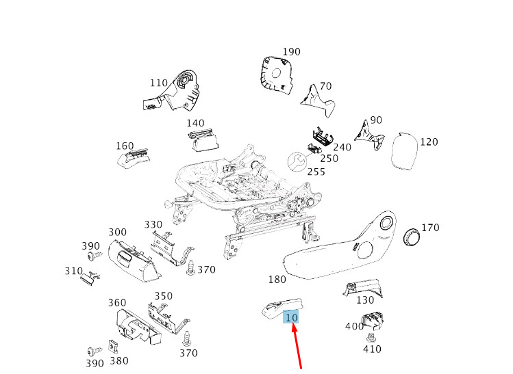 NEW MB GLA X156 FRONT RIGHT SEAT OUTER RAIL COVER A17691902009H68 ORIGINAL