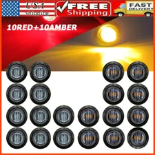 20x red&Amber 3/4" Bullet Round LED Side Marker Lights for Trailer Truck RV