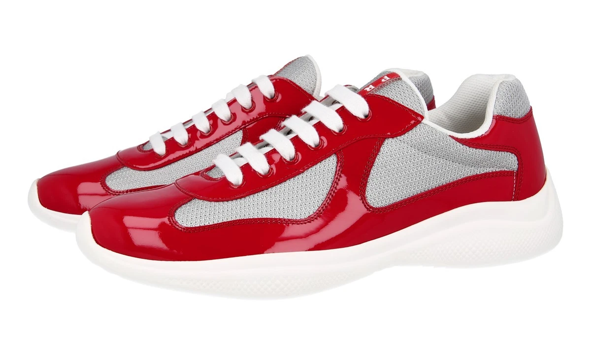 SCARPE PRADA LUSSO 4E3400 ROSSO ARGENTO AMERICAS CUP NUOVE 8 42 42 5