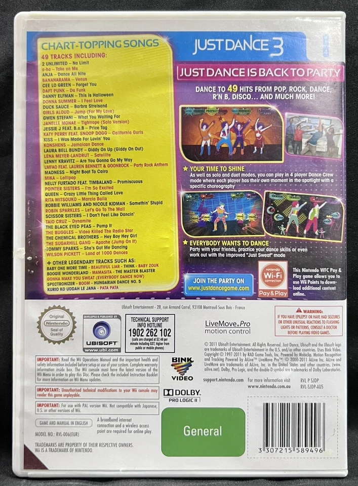 JUST DANCE 3 Nintendo Wii PAL 2011 EN MUY BUENA CONDICIÓN PUBLICACIÓN RÁPIDA GRATUITA Foto 2 de 2
