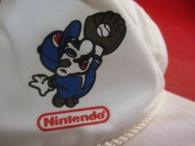 Mario Catching a Baseball NES Era Nintendo Power Mail Order White Hat Cap RARE!