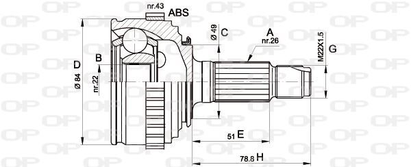 Tête de cardan Rover 200 II anti-vibration pour berline 214 Si 216 Si