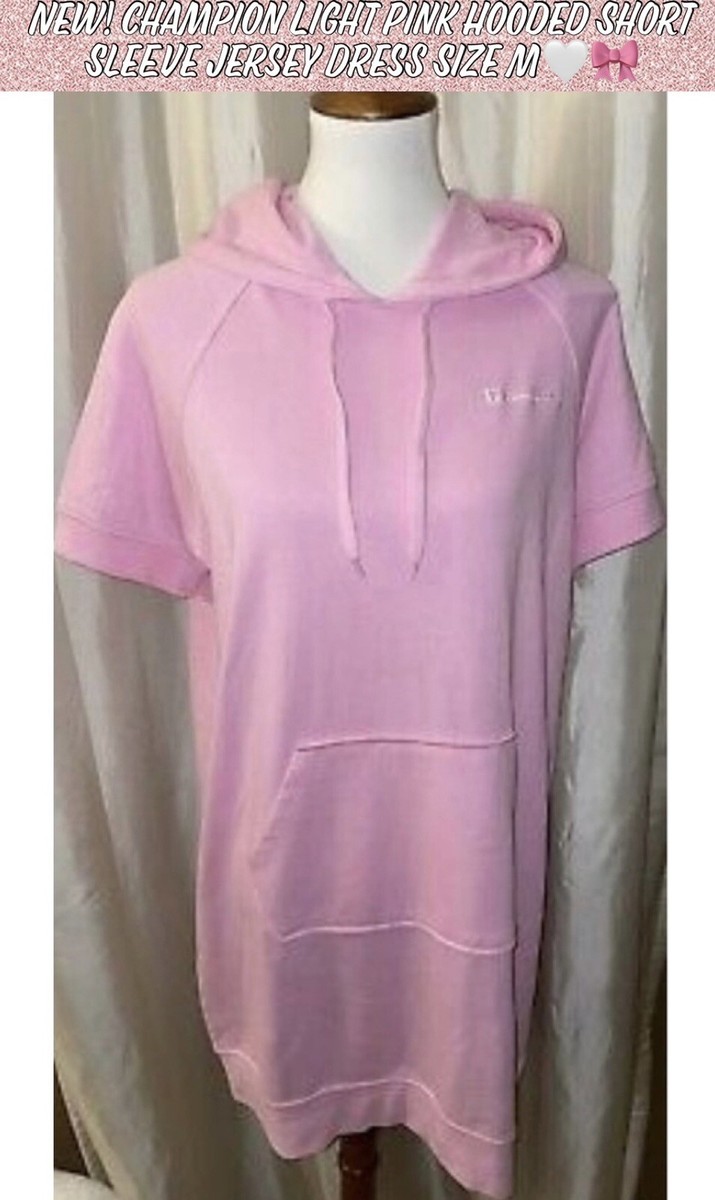 New! Champion Light Pink Hooded Short Sleeve Jersey Dress Size M