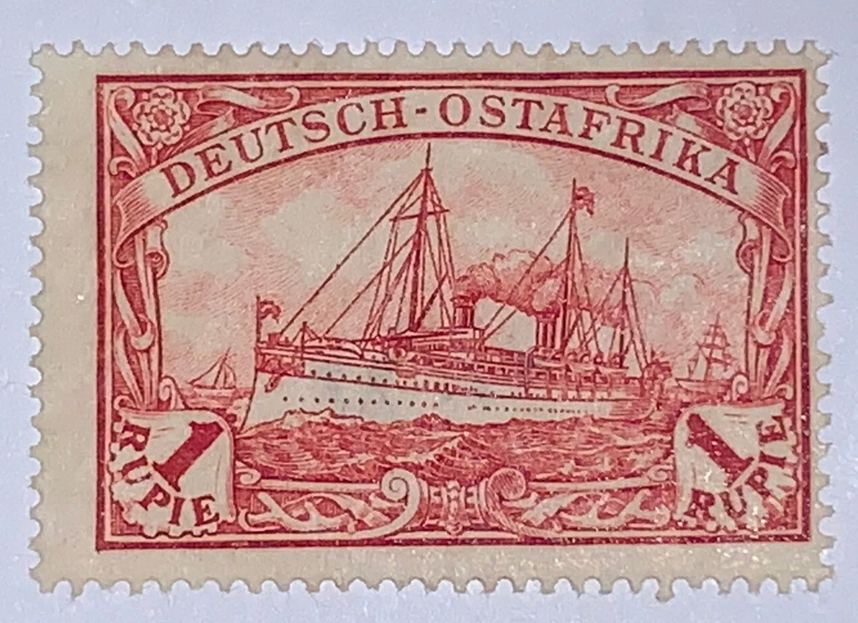 Travelstamps: Germany East Africa Stamps 1 Rupie Kaiser’s Yacht mint OG H WMK - Image 2 of 4