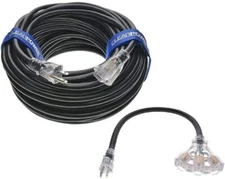 CP Combo Pack: 150 ft 12/3 SJTW Outdoor Ext Cord & 2 ft 3-Outlet Adapter CP10223