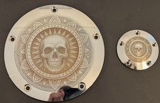 Custom Engraved Derby Cover and Timing Cover skull set Fits Harley Davidson