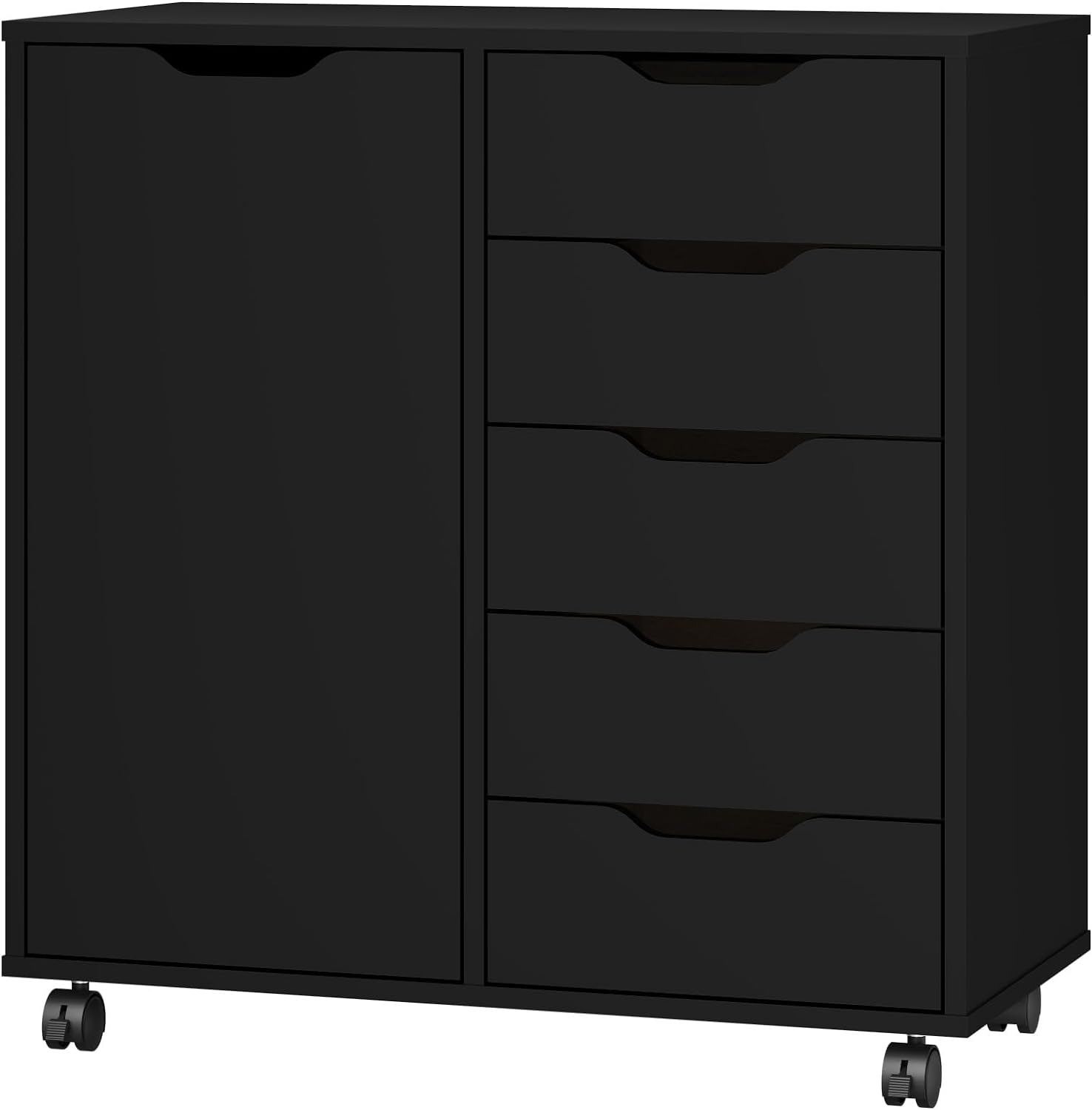 5-Drawer Wooden Dresser with Door - Spacious Storage Cabinet for Bedroom