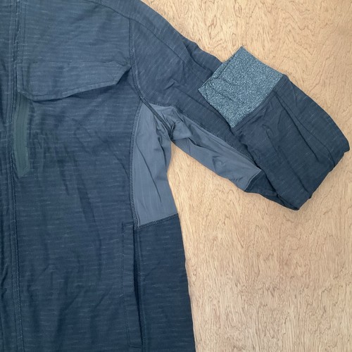 CHAQUETA LULULEMON Hombres GRANDE Negra Carbón JOURN Cremallera Completa Cuello Simulado Logotipo Retro - Imagen 7 de 16