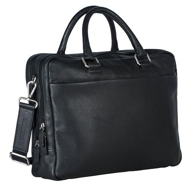LEONHARD HEYDEN Berlin Zipped Briefcase Compartments Henkeltasche Tasche  Black