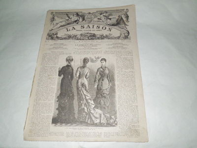 ANTIKER DRUCK ANNO 1879-MODA-MODA-LA SEASON ILLUSTRE JOURNAL DES DAMES N.4