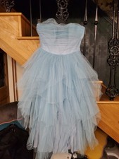Vintage 1950 Turquoise Blue Net Tulle Prom Bridesmaid Dress Size 8