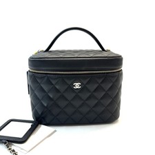 Chanel 23C Vanity Case /Top Handle Black Caviar Leather Gold HW [Duties Paid]
