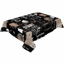 Rectangle Waterproof Table Cloths Cartoon Theme Coffee Cup Beans Tablecloths ...