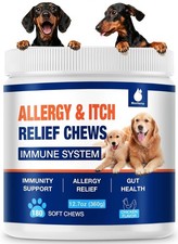 Dog Allergy Chews - Itching Skin Relief - 180 Chews Natural Dog Allergy Relie...