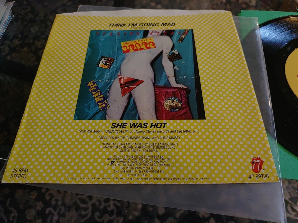 Rolling Stones 'She Was Hot' 45RPM Vinyl 7" With Picture Sleeve Near Mint  - Image 3 of 4