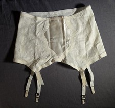 White Garter Belt Rubber/Nylon Size 42 Satin Front Panel Vintage