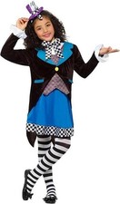 Girls Little Miss Hatter Costume Fancy Dress Costume Mad Alice Wonderland Fun