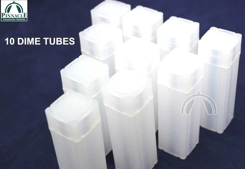 10 Square Dime Tubes / Archival Quality / Plastic Coin Tubes Made by Lighthouse