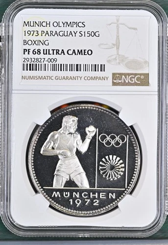 1973 Paraguay 150 guaranies - NGC PF68 CAM, "Munich Olympics - Boxing"
