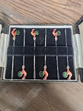 Vintage Silver Plate And Enamel Cocktail Sticks