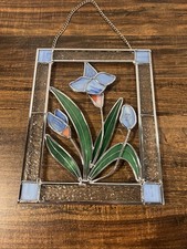 3D Stained Glass Blue Iris Picture Sun Catcher