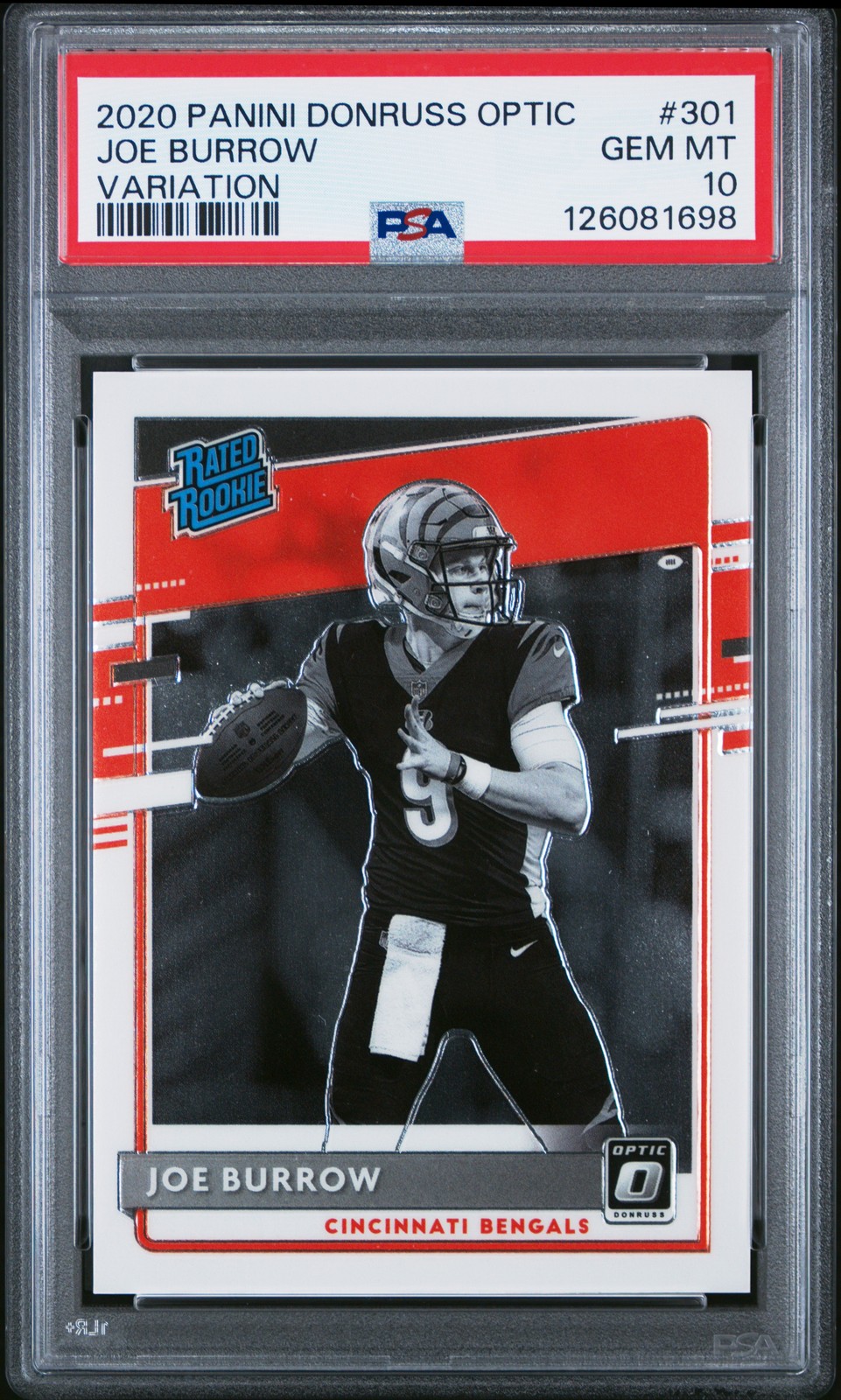 2020 PANINI DONRUSS OPTIC VARIATION #301 JOE BURROW PSA 10
