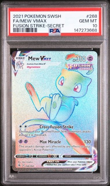 PSA 10 Mew Vmax 268/264 Pokemon Fusion Strike Secret Rare Rainbow Card
