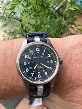 watches for men automatic pre owned. Hamilton Khaki Field Titanium, Blue dial 42