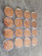 16 x 1oz Fine Copper coins (0.999) Capsuled