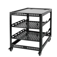 12U Open Frame Network Rack for IT AV Gear, 4-Post With Casters, Mobile Wit...