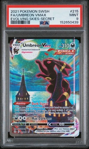 2021 POKEMON SWORD & SHIELD EVOLVING SKIES SECRET FULL ART/UMBREON VMAX PSA 9